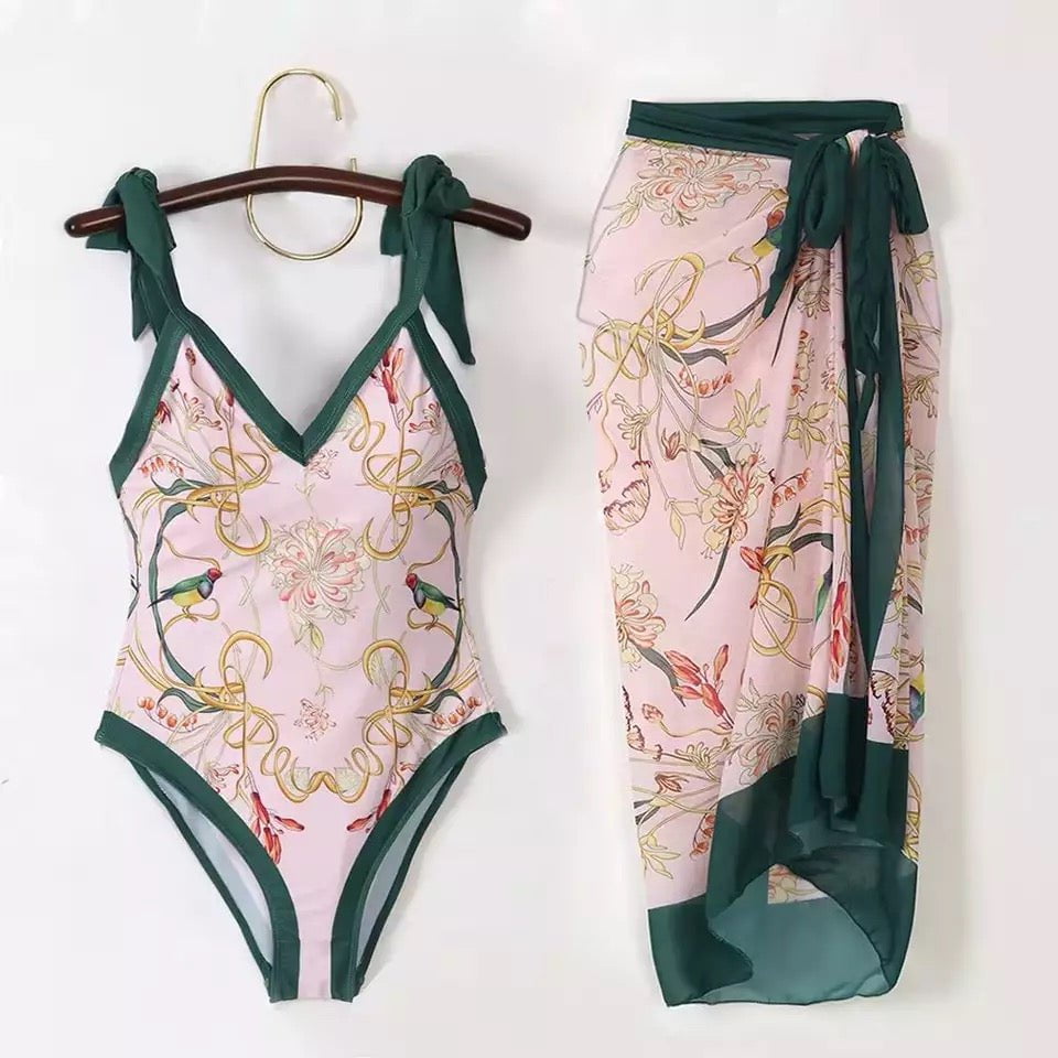 Jessica Bara Susie Printed One Piece and Sarong Two Piece Set